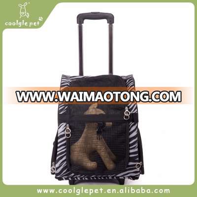 New Brand Fashion Pet Travel Luggage Zebra Stripe Wheel Simple Dog Carrier